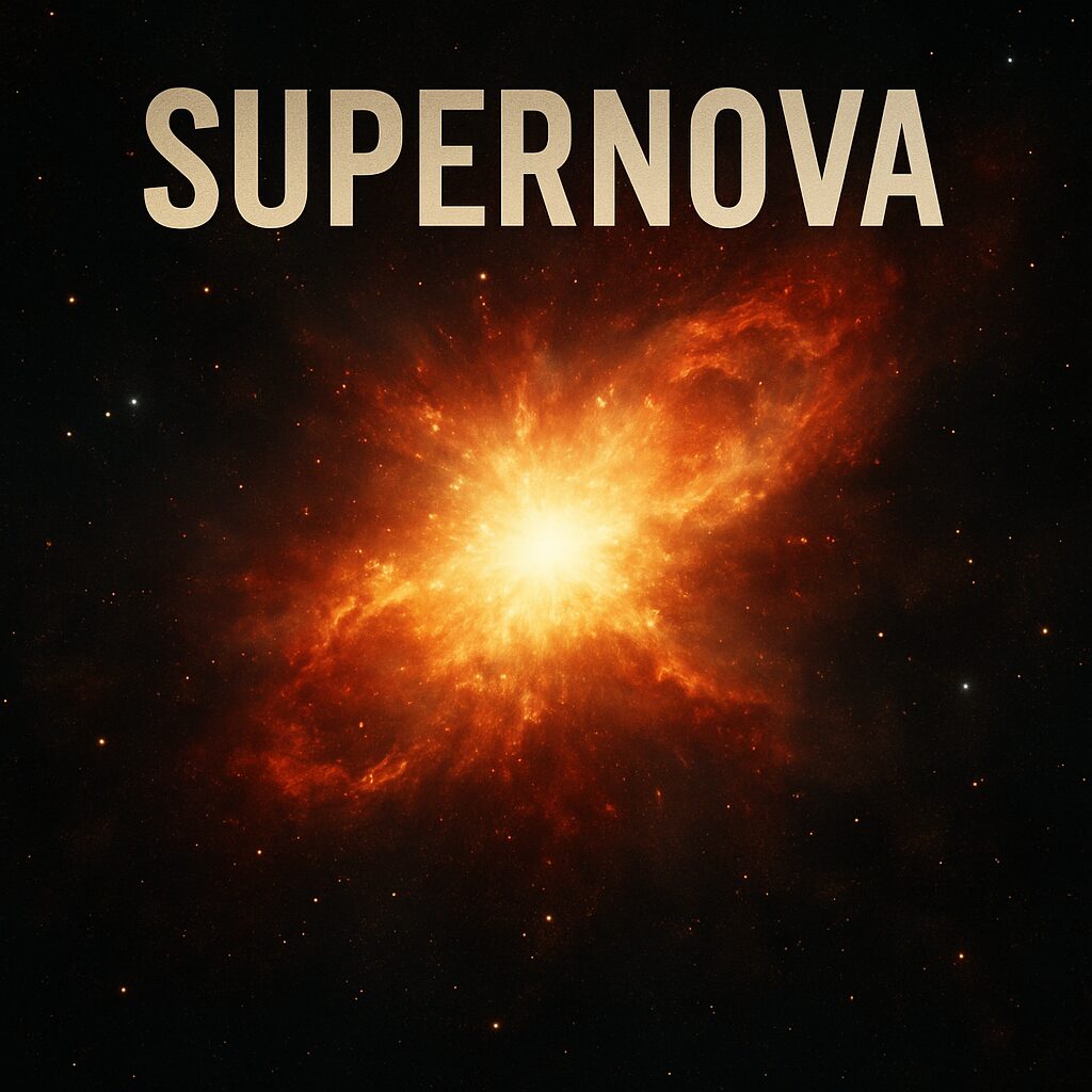 超新星が爆発する宇宙空間の実写風イメージ。バンプオブチキンの楽曲「supernova」の世界観を表現したビジュアル